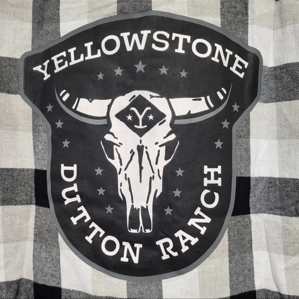 YELLOWSTONE Classic Black&White Plaid Unisex Shirt w/DUTTON RANCH GRAPHIC NWOT